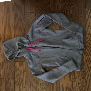 Athleta Zipper Hoodie in Gray with Pink XS